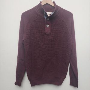Weatherproof Vintage Allover Stitch Mockneck Sweater  New Mens Small Maroon Red‎